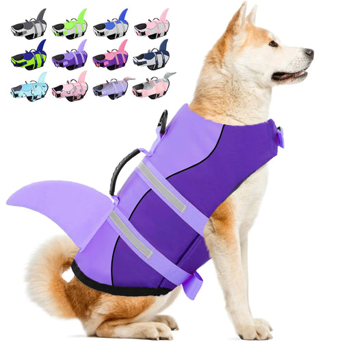 Shark Fin Dog Swim Vest: High Buoyancy & Safety Handle